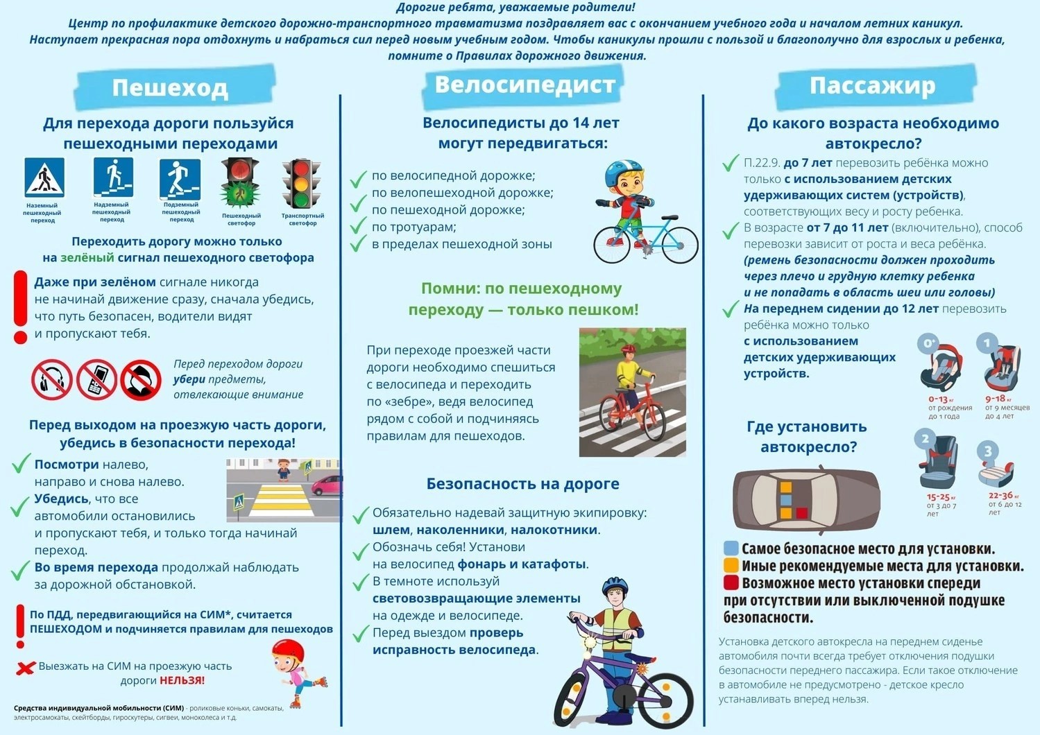 Памятка ПДД Каникулы.